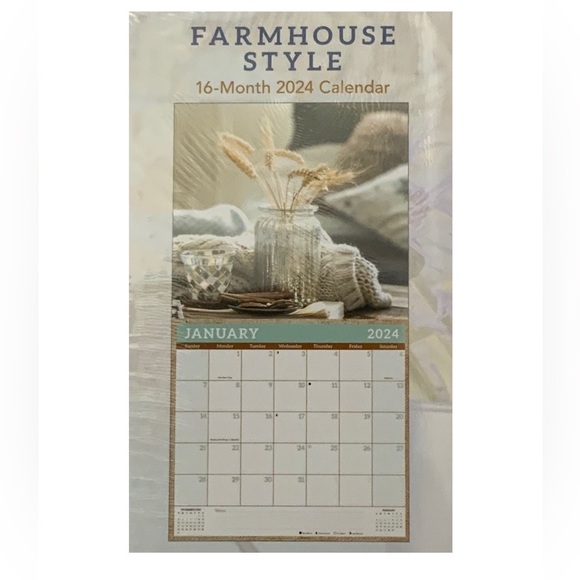 Calendar 2024 Farmhouse 16 Month Wall Calendar Organizer Full Size 12 X 22 in - Picture 5 of 13